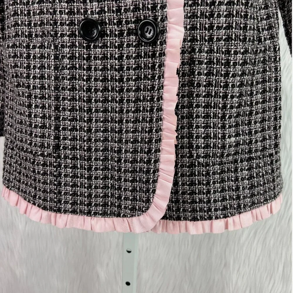 Kate Spade Kids Tweed Jacket Ruffle Trim Double Breasted‎ Dressy Preppy Classic